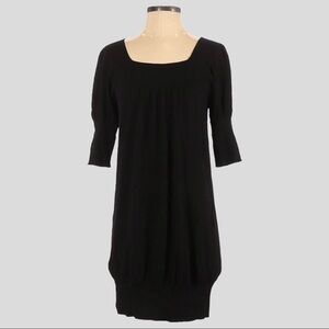 BCBGMaxazria Pleated Short Sleeve Stretchy Little Black Sweater Dress Size XS